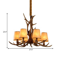 6-Bulb Conical Chandelier Light Antique Brown Resin Pendant - Rebooters
