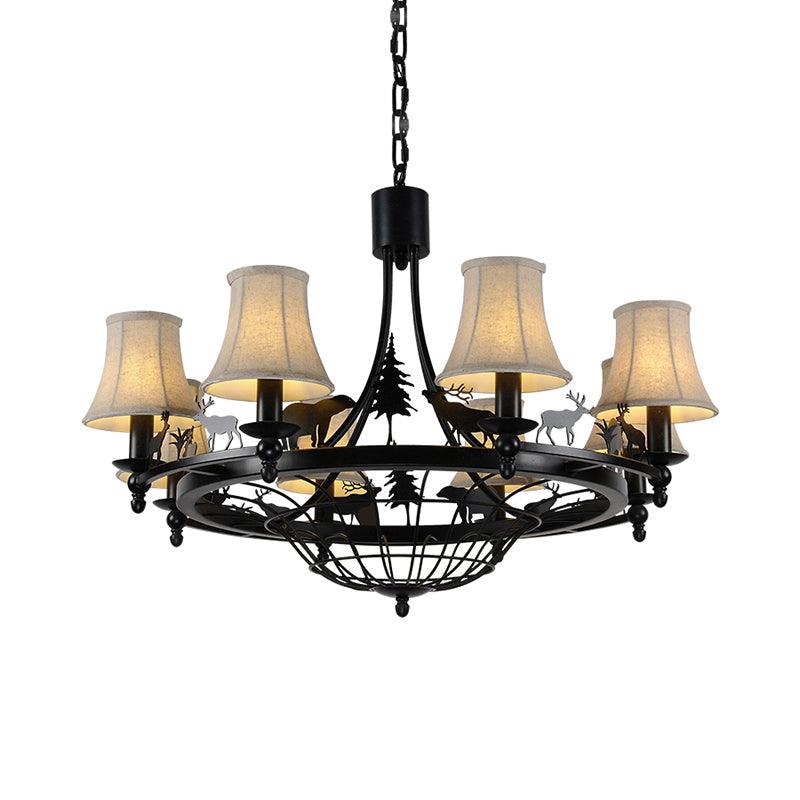 Metal Black Hanging Chandelier Bell 8-Bulb Light Fixture - Rebooters