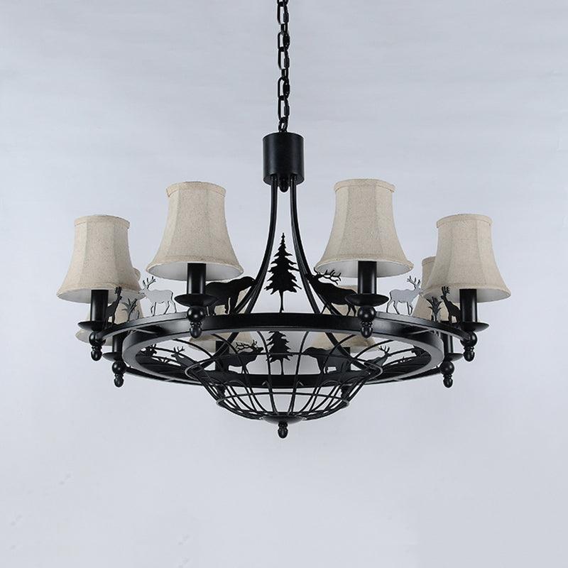 Metal Black Hanging Chandelier Bell 8-Bulb Light Fixture - Rebooters