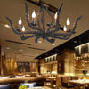 Rustic Sheep Horn Hanging Pendant 6 Lights Resin Chandelier - Rebooters