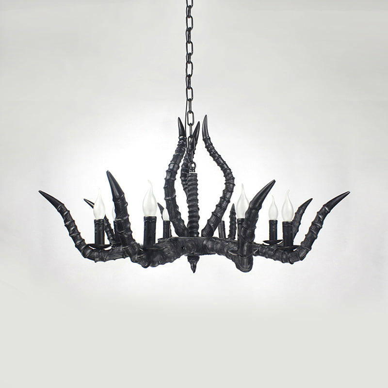 Rustic Sheep Horn Hanging Pendant 6 Lights Resin Chandelier - Rebooters