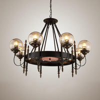 6/8 Lights Globe Chandelier Traditional Style Black Metal Pendant Light - Rebooters