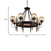 6/8 Lights Globe Chandelier Traditional Style Black Metal Pendant Light - Rebooters