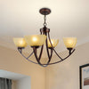 Tapered Frosted Glass Chandelier Lighting Classic 4/6/8 Lights Rust Pendant Lighting - Rebooters