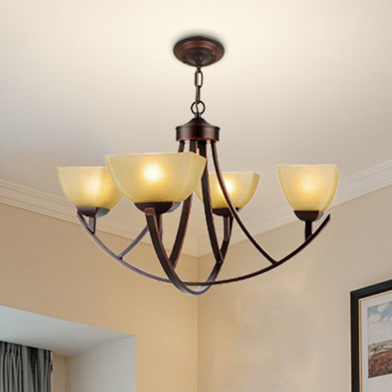 Tapered Frosted Glass Chandelier Lighting Classic 4/6/8 Lights Rust Pendant Lighting - Rebooters
