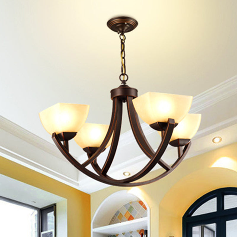Tapered Frosted Glass Chandelier Lighting Classic 4/6/8 Lights Rust Pendant Lighting - Rebooters