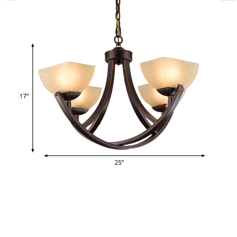 Tapered Frosted Glass Chandelier Lighting Classic 4/6/8 Lights Rust Pendant Lighting - Rebooters