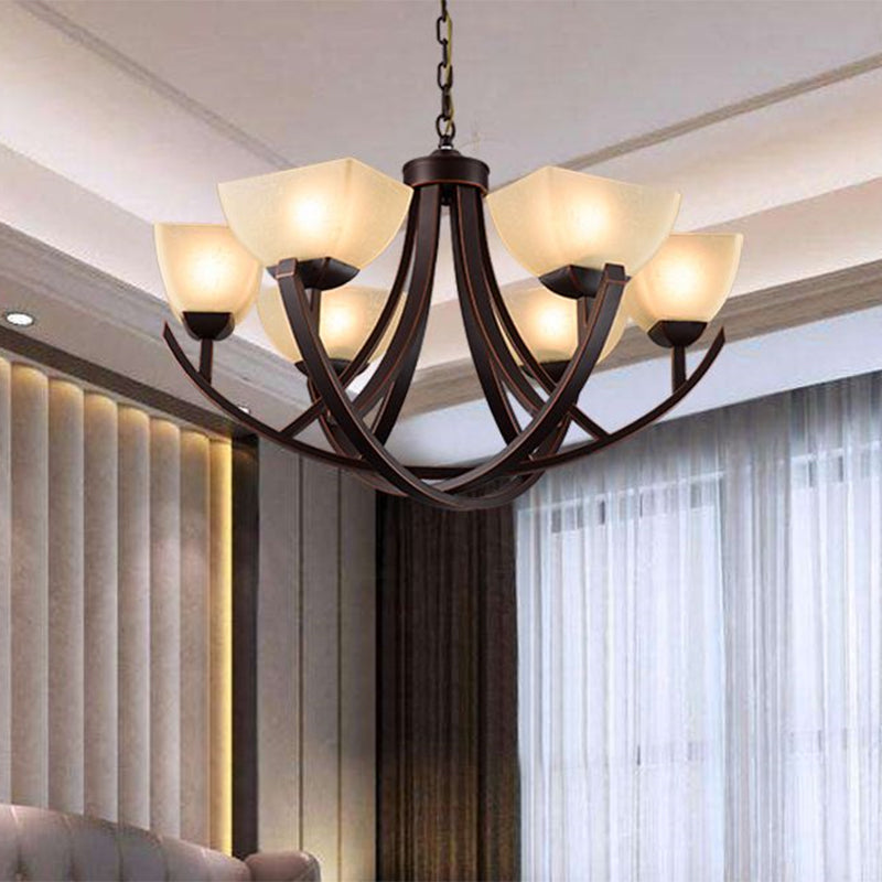Tapered Frosted Glass Chandelier Lighting Classic 4/6/8 Lights Rust Pendant Lighting - Rebooters