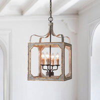 4 Heads Living Room Hanging Chandelier Retro Rust Ceiling Pendant Light - Rebooters