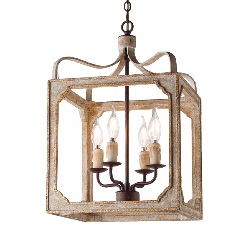 4 Heads Living Room Hanging Chandelier Retro Rust Ceiling Pendant Light - Rebooters