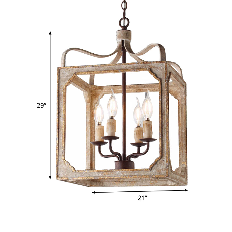 4 Heads Living Room Hanging Chandelier Retro Rust Ceiling Pendant Light - Rebooters