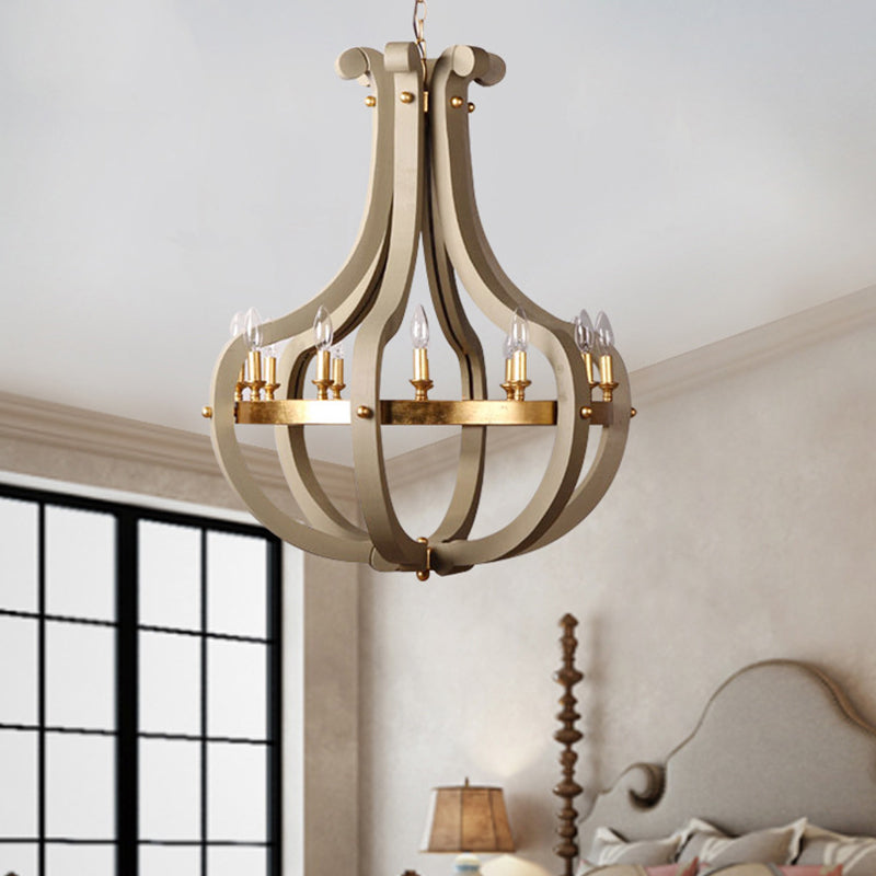 Wood Bend Chandelier Lamp Contemporary 6/12 Bulbs Gold Fixture - Rebooters