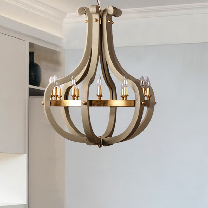 Wood Bend Chandelier Lamp Contemporary 6/12 Bulbs Gold Fixture - Rebooters