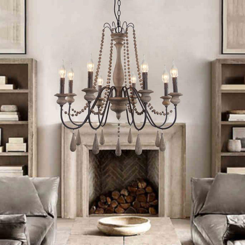 Retro 6/8/12 Heads Chandelier Lamp Grey Branch Ceiling Pendant Light - Rebooters