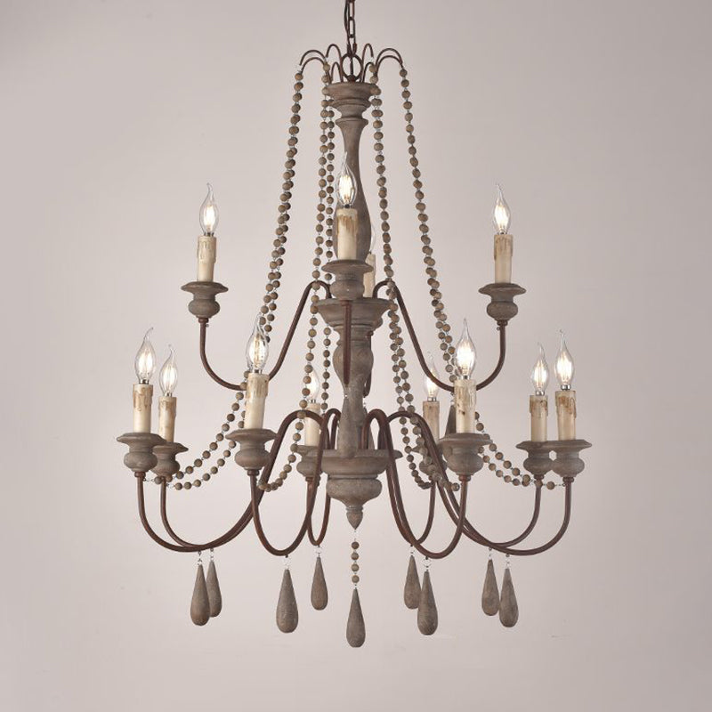 Retro 6/8/12 Heads Chandelier Lamp Grey Branch Ceiling Pendant Light - Rebooters