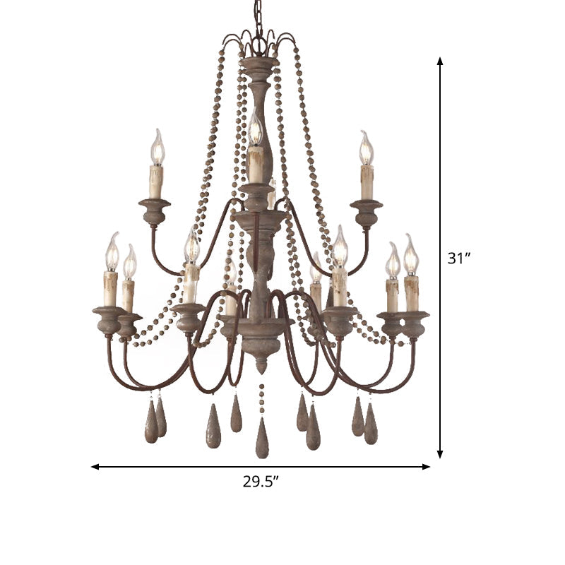 Retro 6/8/12 Heads Chandelier Lamp Grey Branch Ceiling Pendant Light - Rebooters
