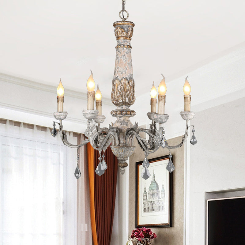 Nordic Starburst Hanging Chandelier Wood 6 Bulbs Light - Rebooters