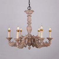6 Heads Living Room Hanging Chandelier Traditional Brown Ceiling Pendant Light - Rebooters