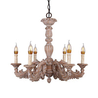 6 Heads Living Room Hanging Chandelier Traditional Brown Ceiling Pendant Light - Rebooters