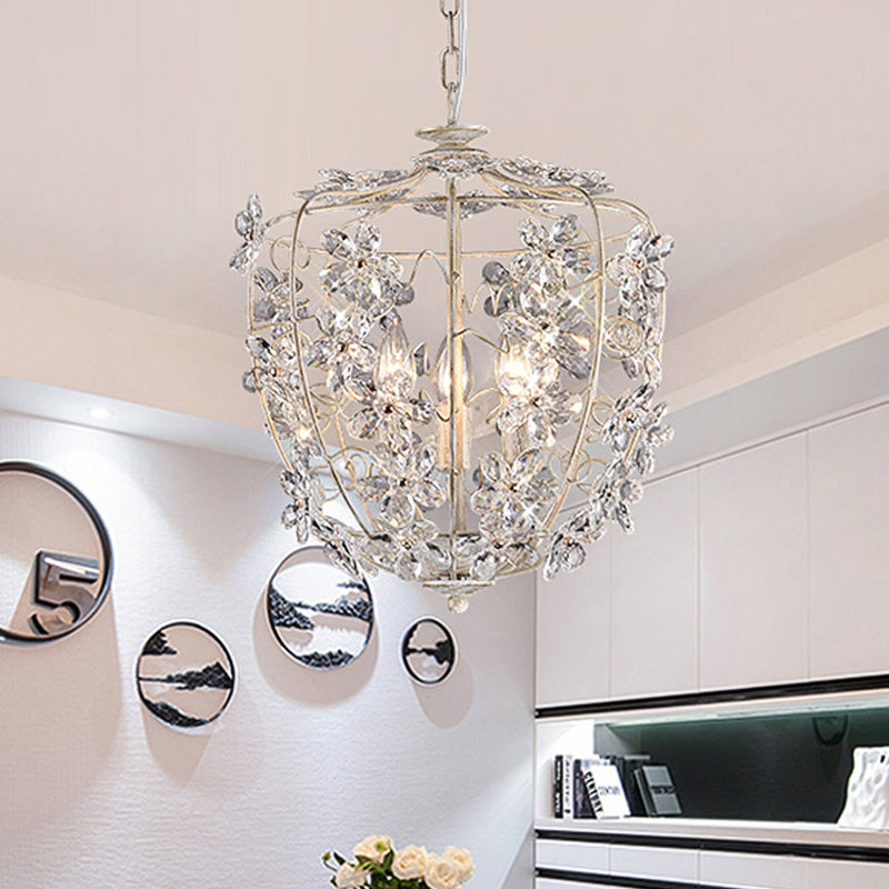 Crystal Flower Basket Chandelier Lamp Nordic 3 Bulbs Pendant - Rebooters