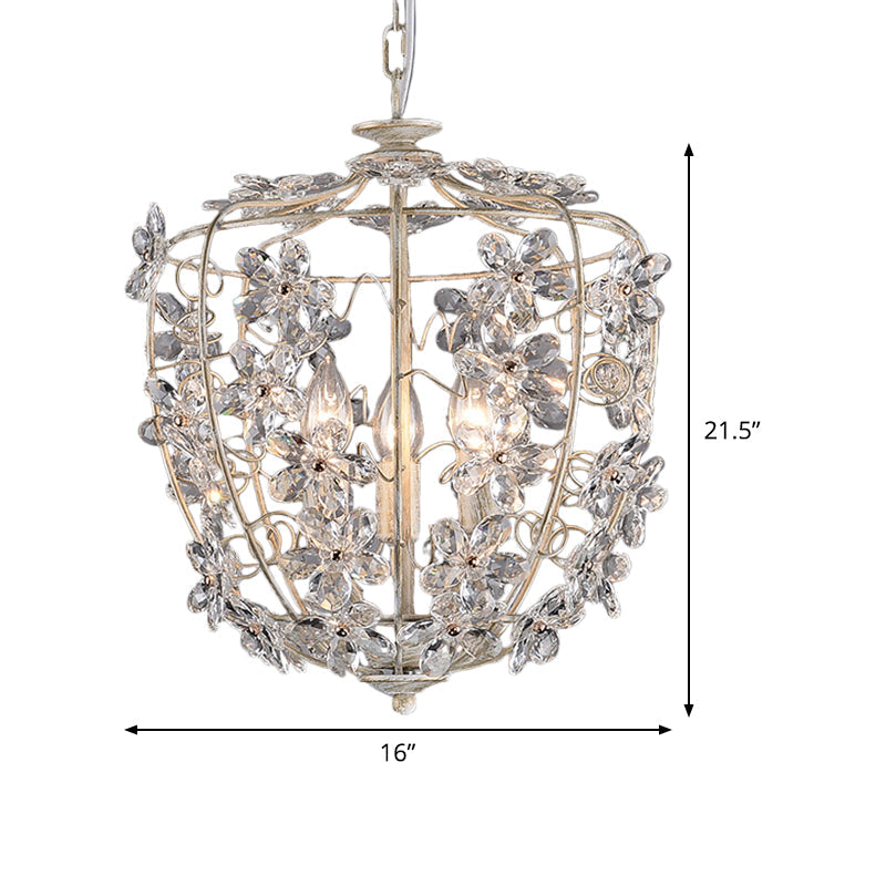 Crystal Flower Basket Chandelier Lamp Nordic 3 Bulbs Pendant - Rebooters