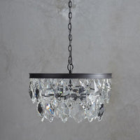 2-Layer Chandelier Light Modern Crystal 3 Heads Black Hanging Lamp Kit - Rebooters