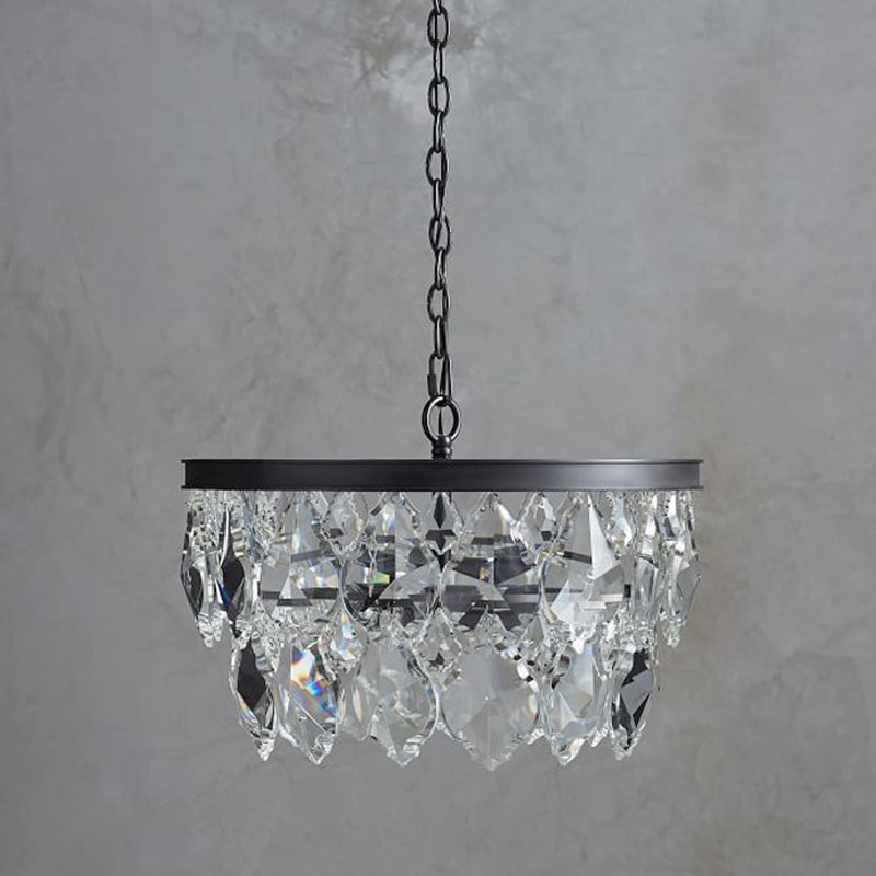 2-Layer Chandelier Light Modern Crystal 3 Heads Black Hanging Lamp Kit - Rebooters