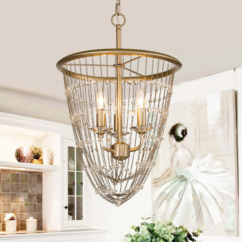 3 Bulbs Cone Ceiling Chandelier Contemporary Crystal Lighting - Rebooters