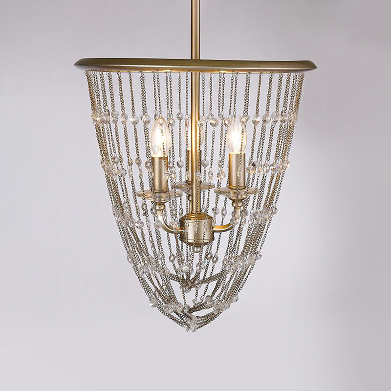 3 Bulbs Cone Ceiling Chandelier Contemporary Crystal Lighting - Rebooters