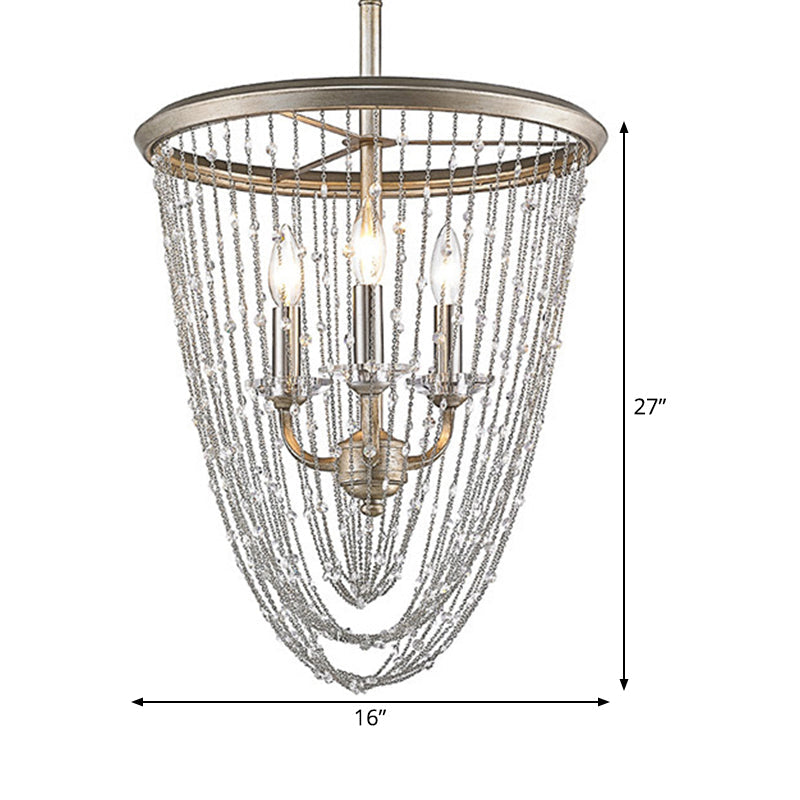 3 Bulbs Cone Ceiling Chandelier Contemporary Crystal Lighting - Rebooters