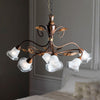 6 Heads Bedroom Hanging Chandelier Contemporary Red Brown Ceiling Pendant Light - Rebooters