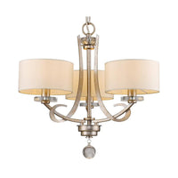 3 Light Pendant Light Classic Drum Fabric Hanging Chandelier in White for Bedroom with Crystal - Rebooters