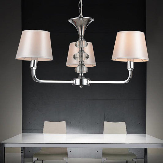 3 Bulbs Tapered Chandelier Light Traditional Beige Fabric - Rebooters
