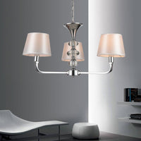 3 Bulbs Tapered Chandelier Light Traditional Beige Fabric - Rebooters