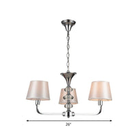 3 Bulbs Tapered Chandelier Light Traditional Beige Fabric - Rebooters