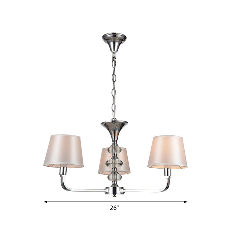 3 Bulbs Tapered Chandelier Light Traditional Beige Fabric - Rebooters