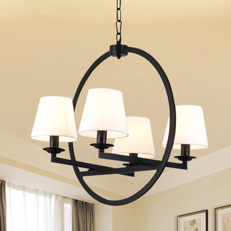 4 Lights Metal Hanging Chandelier Traditional White Cone Pendant Light Fixture - Rebooters