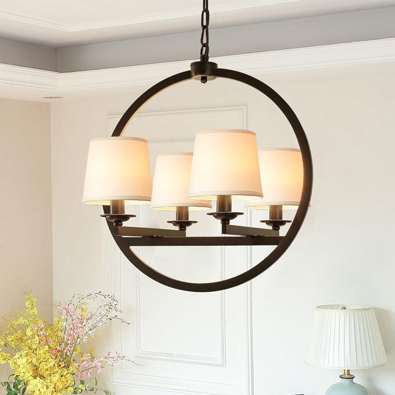 4 Lights Metal Hanging Chandelier Traditional White Cone Pendant Light Fixture - Rebooters