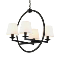 4 Lights Metal Hanging Chandelier Traditional White Cone Pendant Light Fixture - Rebooters