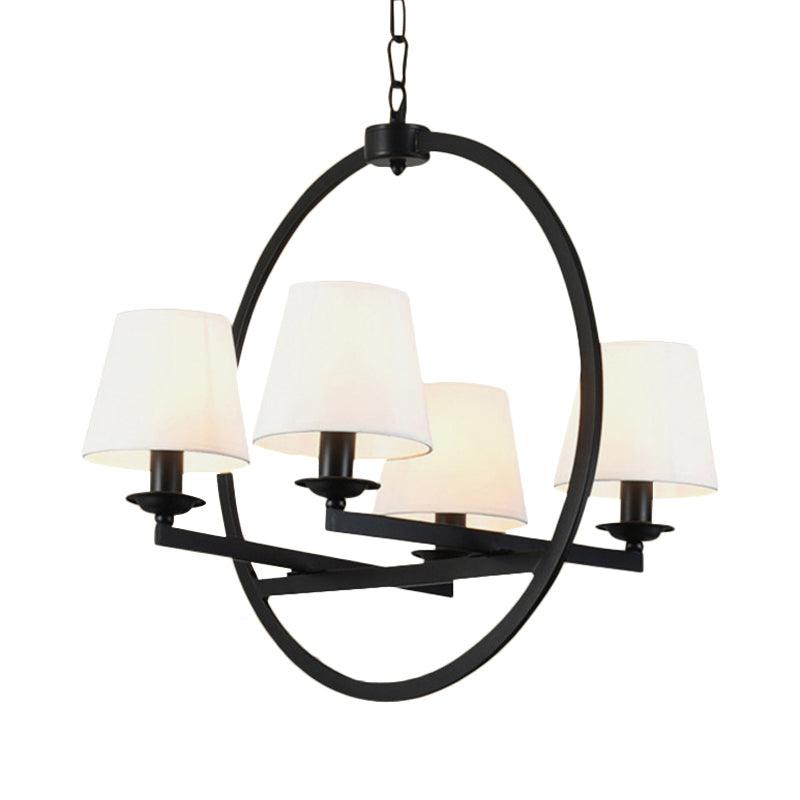 4 Lights Metal Hanging Chandelier Traditional White Cone Pendant Light Fixture - Rebooters