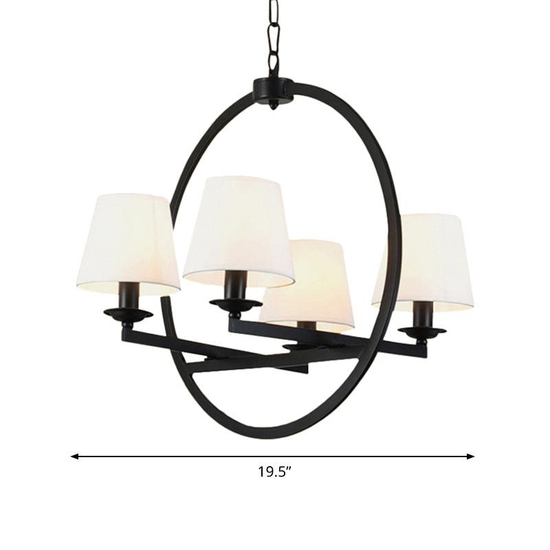 4 Lights Metal Hanging Chandelier Traditional White Cone Pendant Light Fixture - Rebooters