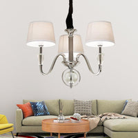 3/6 Bulbs Cone Chandelier Light Classic White Fabric Fixture - Rebooters
