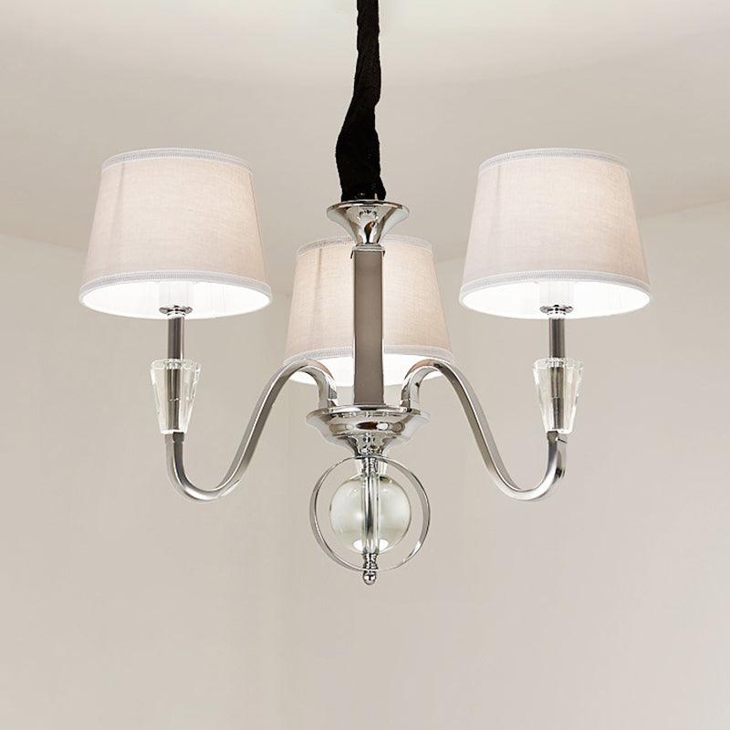 3/6 Bulbs Cone Chandelier Light Classic White Fabric Fixture - Rebooters
