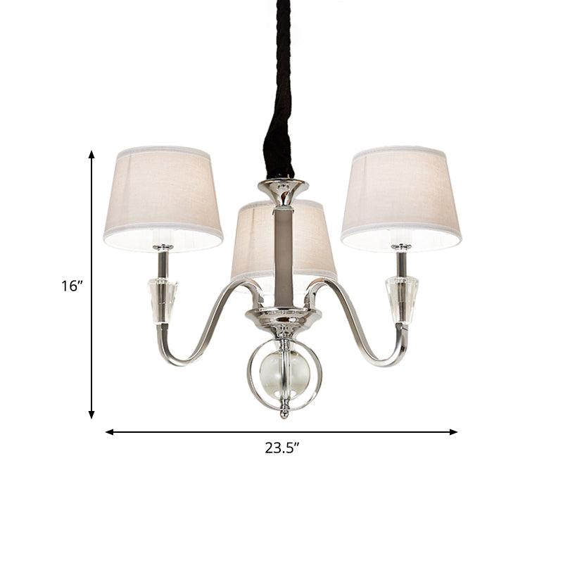 3/6 Bulbs Cone Chandelier Light Classic White Fabric Fixture - Rebooters