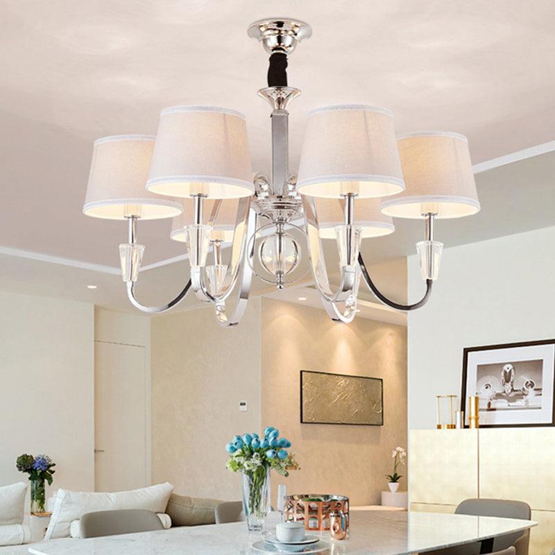 3/6 Bulbs Cone Chandelier Light Classic White Fabric Fixture - Rebooters