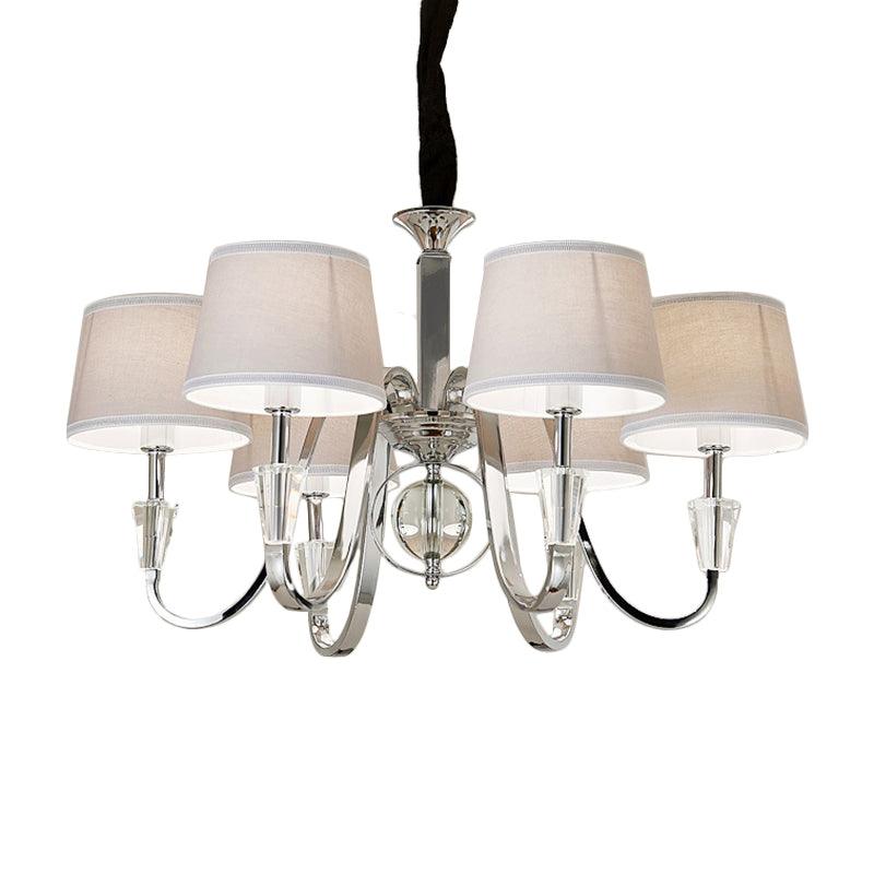 3/6 Bulbs Cone Chandelier Light Classic White Fabric Fixture - Rebooters