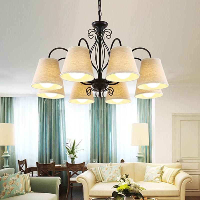 3/6/8 Bulbs Ceiling Lamp with Cone Fabric Shade Classic Chandelier - Rebooters