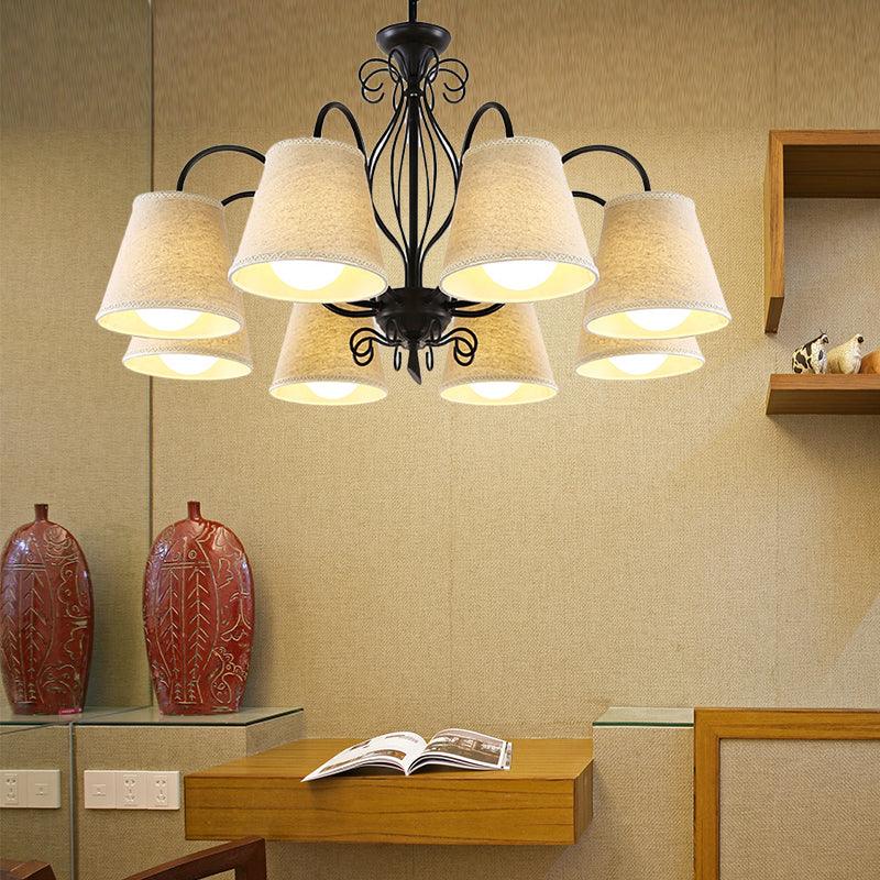 3/6/8 Bulbs Ceiling Lamp with Cone Fabric Shade Classic Chandelier - Rebooters