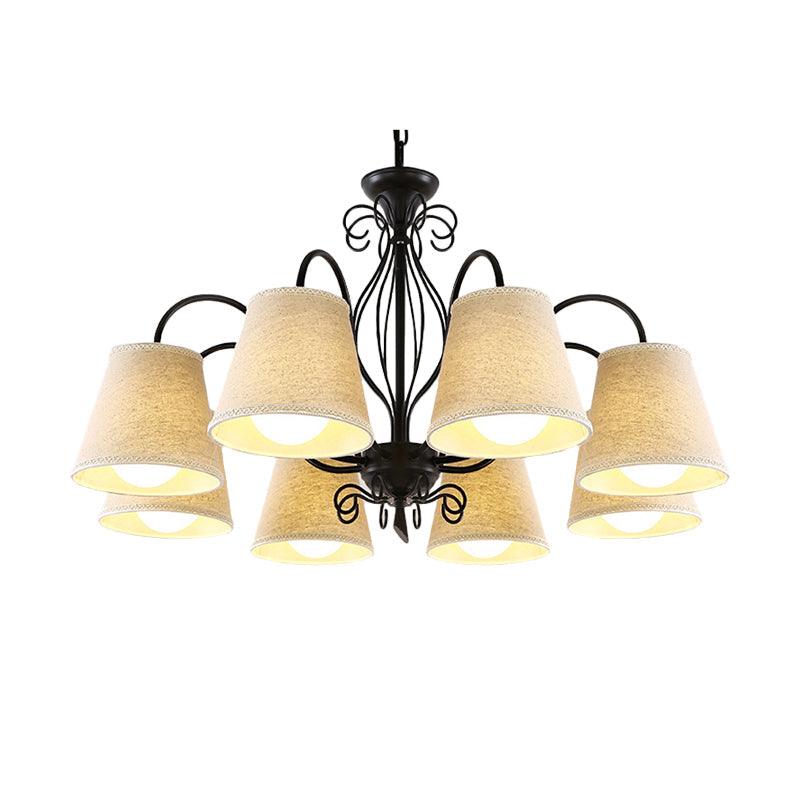 3/6/8 Bulbs Ceiling Lamp with Cone Fabric Shade Classic Chandelier - Rebooters