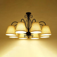 3/6/8 Bulbs Ceiling Lamp with Cone Fabric Shade Classic Chandelier - Rebooters